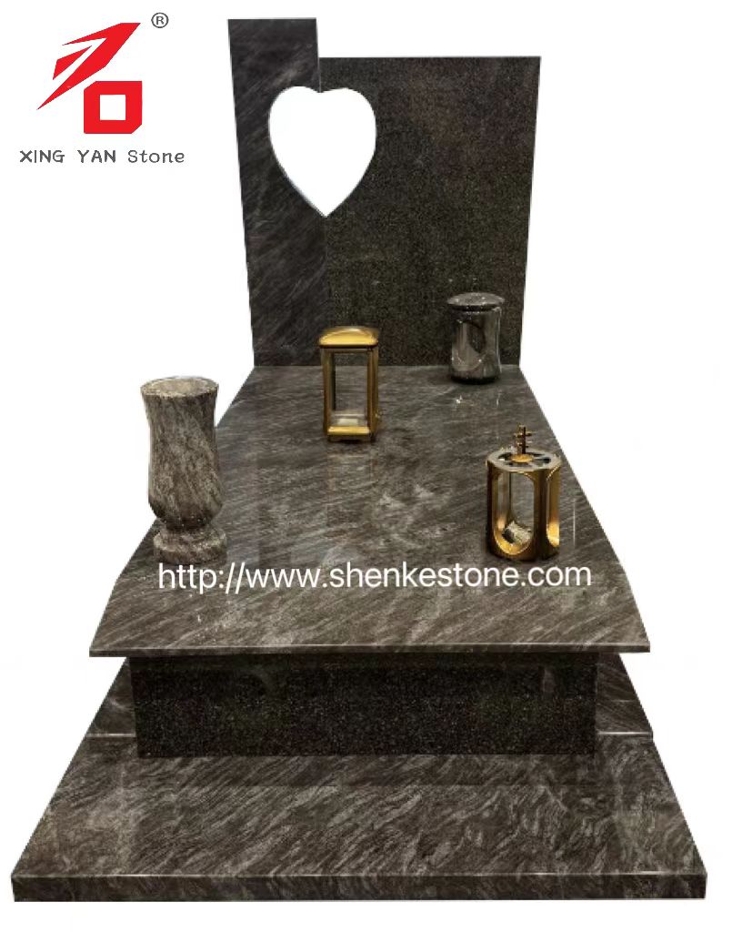 Đài tưởng niệm Đám tang Granit Orion màu xanh (có bình)