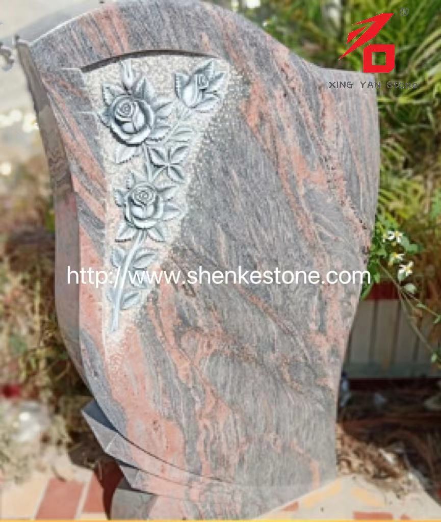 Brazil Red Dragon Granite chạm khắc hoa hồng để bán