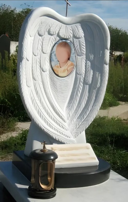 Trung Quốc Xingyan Stone khắc Angel Wings Tombstone