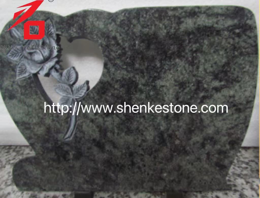 Tưởng niệm hoa hồng chạm khắc đá granit xanh chất lượng cao