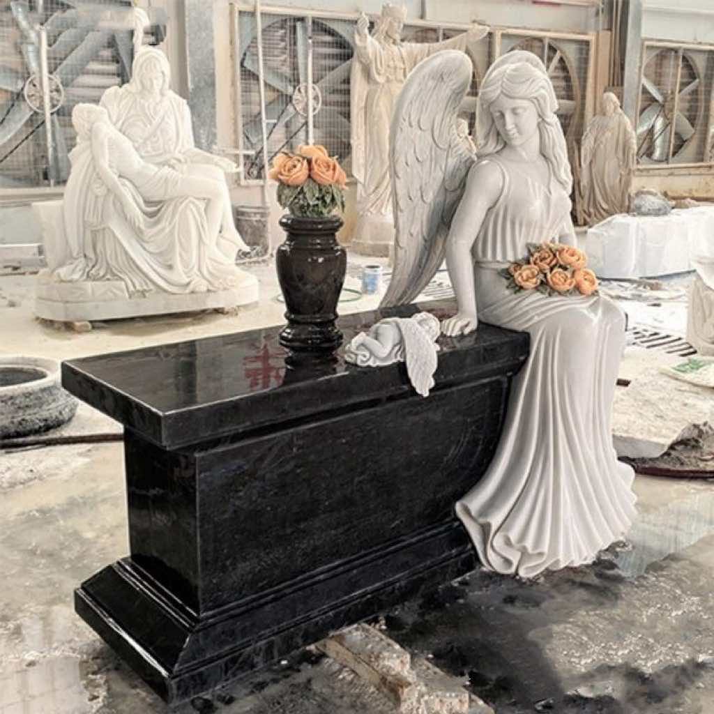 Bia mộ bằng đá cẩm thạch bảo vệ thiên thần Xingyan