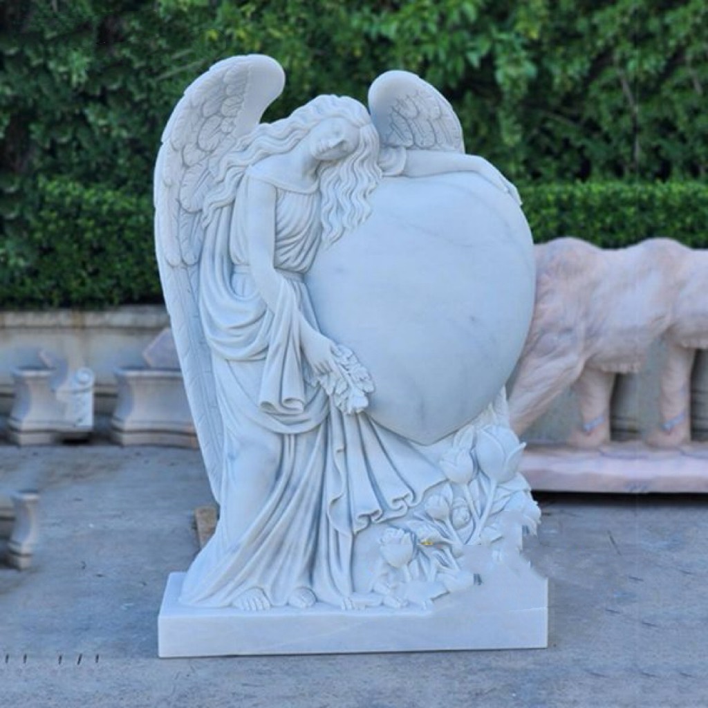 Xingyan Marble Angel ôm lấy một tác phẩm điêu khắc đá tưởng niệm trái tim